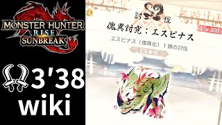 【MHRiseSNS】Tabasa杯 傀異討究：エスピナス Lv300 双剣 TAwiki rules 3′38′′83 [upl. by Trevah]