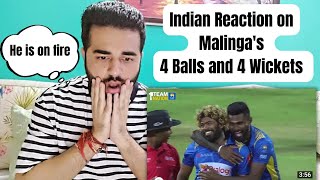 Indian Reaction On Malingas 4 Balls and 4 Wickets 🇱🇰  Lasith Malinga  Srilanka [upl. by Arlan]