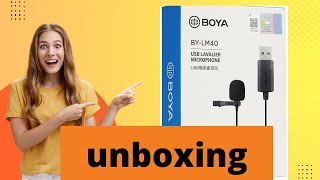 unboxing Boya BYLM40 Digital USB Lavalier Microphone  boya usb collar microphone  Boya new Mic [upl. by Eelrac]