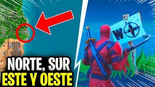 VISITA LOS PUNTOS MÁS ALEJADOS AL NORTE SUR ESTE Y OESTE DE LA ISLA  DESAFIOS SEMANA 2 FORTNITE [upl. by Odrarej]