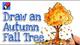 Autumn season scenery drawing easyHow to draw autumn season easy step by stepoil pastelfor kids [upl. by Ury230]