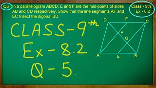 Class  9th  Quadrilaterals  Ex 82 Q no 5 solved ncert [upl. by Cattan]