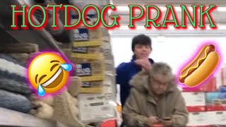 WE PUT HOTDOGS IN PEOPLES POCKETSHILARIOUS via Ross Creations HOTDOG PRANK [upl. by Auqinehs162]