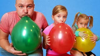 Learn colors with Balloons  Kids and daddy have fun playtime with color song [upl. by Naimad]