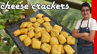 Cheese Crackers Recipe  How To Make Cheese Crackers  Arjun Gaba [upl. by Eldreeda]