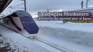 Japanese train travel Journey to the snowiest part of Japan  Yamagata Shinkansen [upl. by Yvel]