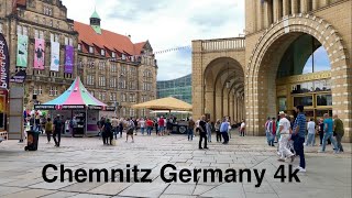 Chemnitz Germany City Tour 4K  One day in Germany 🇩🇪 City [upl. by Yuk]