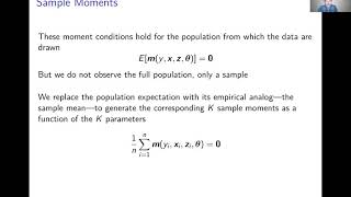 Week 8 Generalized Method of Moments  Video 2 Method of Moments Estimator [upl. by Ayrb]