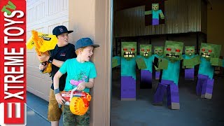 Minecraft Monster Mash Sneak Attack Squad Glitchy Nerf Battle [upl. by Porcia]