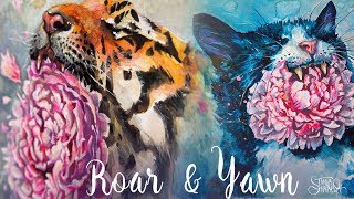 YAWN AND ROAR Kitties VS Peonies Gouache illustrations [upl. by Nilats]