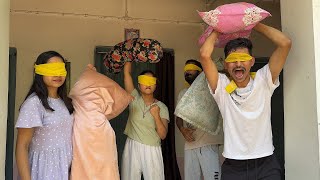 Blindfold pillow fight gone crazy 🤪 [upl. by Deuno142]