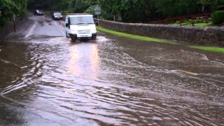 Cars Driving Through Flooding Road Perth Perthshire Scotland [upl. by Horatia]