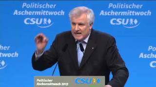 Politischer Aschermittwoch Rede von CSUParteivorsitzenden Seehofer [upl. by Cho]