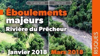 AvantAprès  découvrez la rivière du Prêcheur quelques jours après les éboulements majeurs de 2018 [upl. by Niveb559]