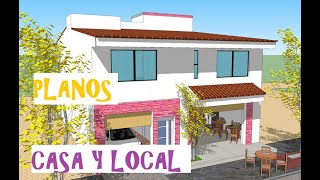 PLANOS DE CASA Y LOCAL EN PLANTA BAJA TERRENO 10X20 MTS [upl. by Neggem]