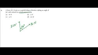 A force of 5 N acts on a particle along a direction making an angle of60° with vertical Its vertica [upl. by Nnire]