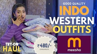 I tried INDO WESTERN outfits from MEESHO  Tryon  Honest Review  gimaashi [upl. by Cyprio]