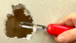 Method Surprised 50yearold Mason Repair Drywall Hole in 5 minutes [upl. by Esyned]