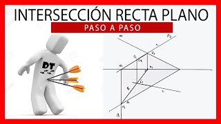 💪⚔ INTERSECCIÓN entre RECTA y PLANO en DIÉDRICO 😎 Ejercicios resueltos [upl. by Essirahs]