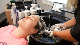 ASMR HairwashingShampooing Haircutting Combing amp Blowdrying [upl. by Evy]