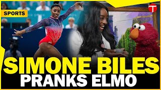 Simone Biles takes side in Elmos feud with Rocco at Paris Olympics 2024 [upl. by Yerrok]