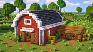 Minecraft  How to build a Barn for Animals  Tutorial [upl. by Ecitnerp534]