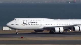 Lufthansa Boeing 7478 DABYA Landing and Takeoff HNDRJTT [upl. by Hudgens]