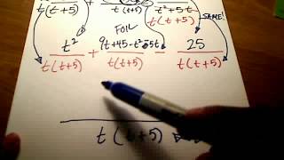 AddingSubtracting Rational Expressions w 3 fractions [upl. by Adnirb]