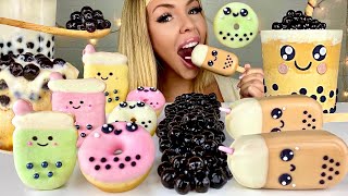 ASMR BUBBLE TEA CAKE TAPIOCA BOBA LAVA CAKE CAKE POPSICLES MUKBANG 먹방 [upl. by Raynold]