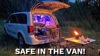 Solo Car Camping in Heavy Rain and Hail  Van Life Movie [upl. by Eednar499]