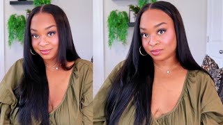 Super natural Yaki Straight ready to wear and go GLUELESS M Cap wig  ft Isee Hair [upl. by Siram]