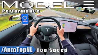 2021 Tesla Model 3 Performance TOP SPEED on AUTOBAHN NO SPEED LIMIT by AutoTopNL [upl. by Akinuahs]