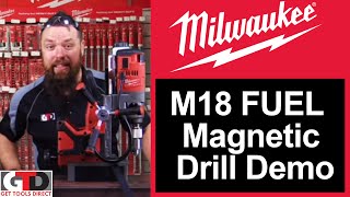 Milwaukee 18V Brushless Magnetic Drill Press Demo [upl. by Deehan]