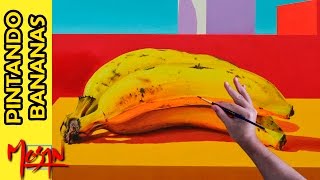 Pintando al Óleo Bananas ► Hiperrealismo técnica ► Arte del bodegón ► Pintar frutas► Hyperrealism [upl. by Dwayne]