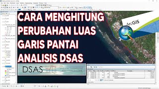 Cara Menghitung Luas Perubahan Garis Pantai Analisis DSAS [upl. by Iaj896]