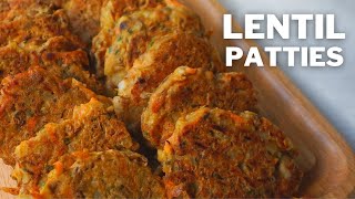 Vegan Lentil Patties  Lentil Fritters Recipe [upl. by Anawait]