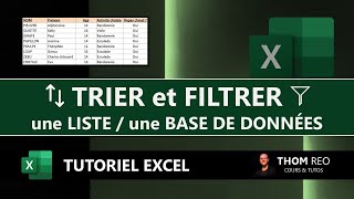 TRIER et FILTRER une LISTE base de données avec EXCEL  Cours pratique [upl. by Farlee]