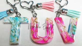 Marble Effect in Resin Letter Keychains  Design 16  RESIN CRAFTS 101 marble resinart resin101 [upl. by Nyleak]