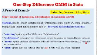 Stata13 How to Estimate OneStep Difference GMM gmm onestepgmm twostepgmm yeardummies [upl. by Cherianne363]