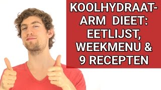 Koolhydraatarm Dieet Info Eetlijst Weekmenu amp 9 Recepten [upl. by Luella]