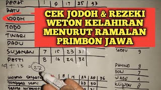 CEK JODOH amp REZEKI WETON KELAHIRAN MENURUT RAMALAN PRIMBON JAWA [upl. by Nolrah]