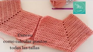 COMO CALCULAR PUNTOS DE INICIO CANESU  Tejido a Cochet  Todas las Tallas [upl. by Eirahs]