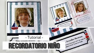 RECORDATORIO DE COMUNION NIÑO  TUTORIAL  LLUNA NOVA SCRAP [upl. by Pare]