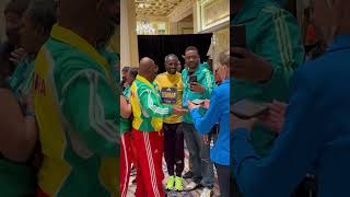 Ethiopian celebration after Sisay Lemma and Mohamed Esa sweep top places at Boston Marathon boston [upl. by Anazraf]