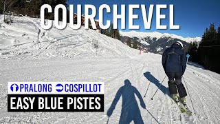 Skiing from Biollay 2230m to CourchevelVillage 1550m via pistes Pralong Cospillot Subtitles [upl. by Zimmerman140]