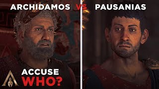 Accuse King Archidamos vs King Pausanias Who is Working for The Cult  Assassins Creed Odyssey [upl. by Keldah153]