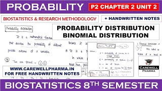 Binomial distribution  Biostatistics 8th Semester  Carewell Pharma [upl. by Acila]