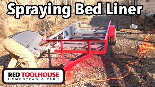 Spraying LinerXtreeme bed liner coating on our utility trailer project [upl. by Mcnalley]