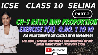 ICSE Ch7 Ratio and Proportion Ex7A Q No110 From Selina Concise For ICSE Class 10 Math [upl. by Winshell]