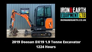 2019 Doosan DX19 19 Tonne Excavator [upl. by Ynoffit]